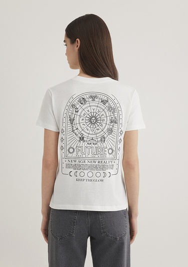  Mavi Astroloji Baskılı Ekru Tişört Slim Fit / Dar Kesim 1612947-70057
