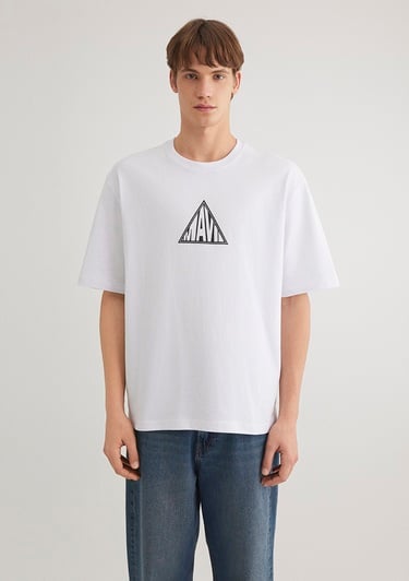  Mavi Mavi Baskılı Beyaz Tişört Loose Fit / Bol Rahat Kesim 0612524-620