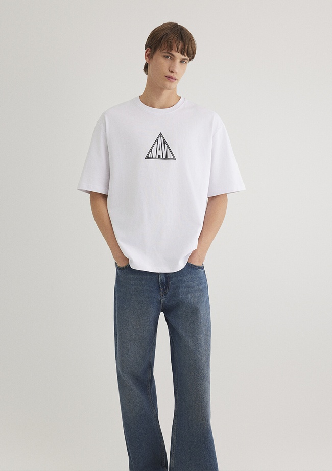  Mavi Mavi Baskılı Beyaz Tişört Loose Fit / Bol Rahat Kesim 0612524-620