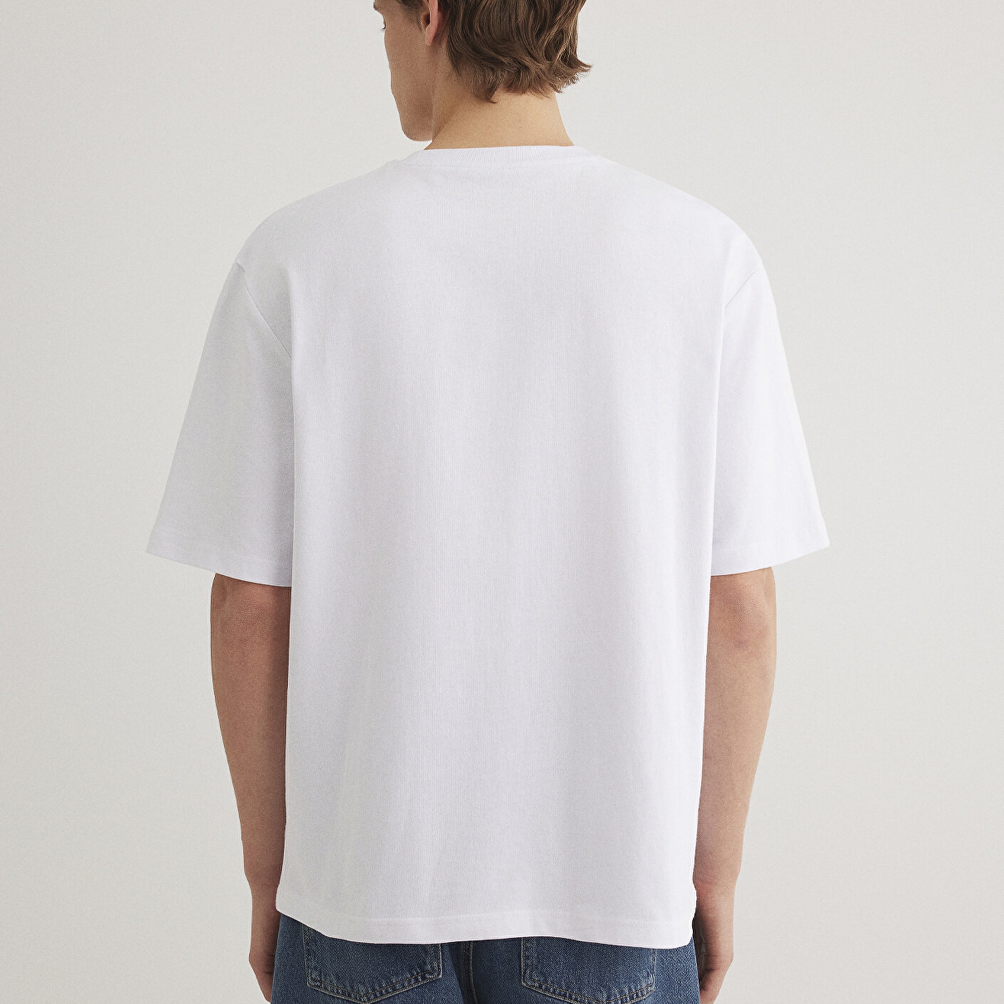 Mavi Mavi Baskılı Beyaz Tişört Loose Fit / Bol Rahat Kesim 0612524-620