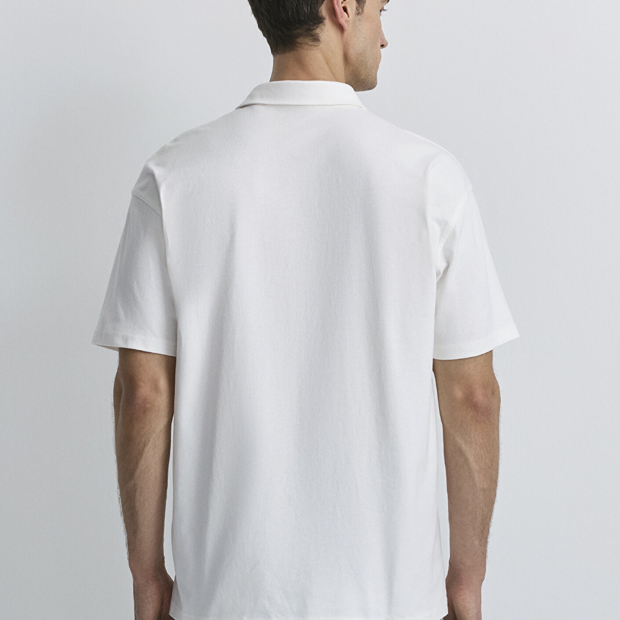 Mavi Beyaz Polo Tişört Loose Fit / Bol Rahat Kesim 0612481-70057