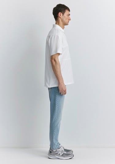  Mavi Beyaz Polo Tişört Loose Fit / Bol Rahat Kesim 0612481-70057