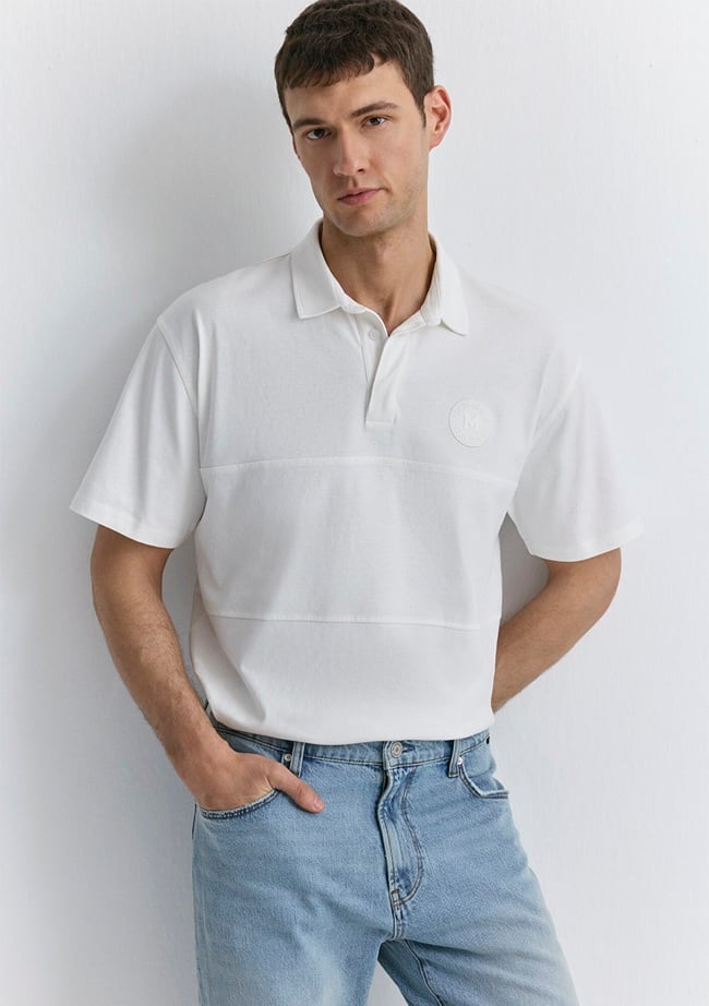  Mavi Beyaz Polo Tişört Loose Fit / Bol Rahat Kesim 0612481-70057