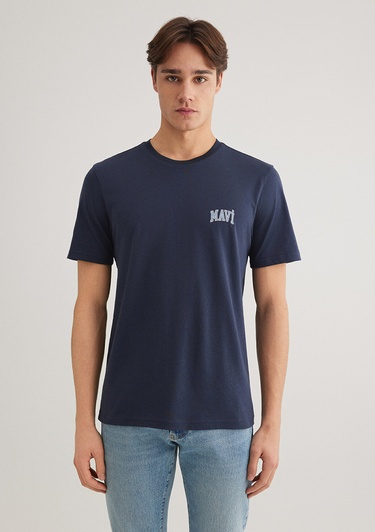  Mavi Mavi Logo Baskılı Lacivert Tişört Regular Fit / Normal Kesim 0611714-70497