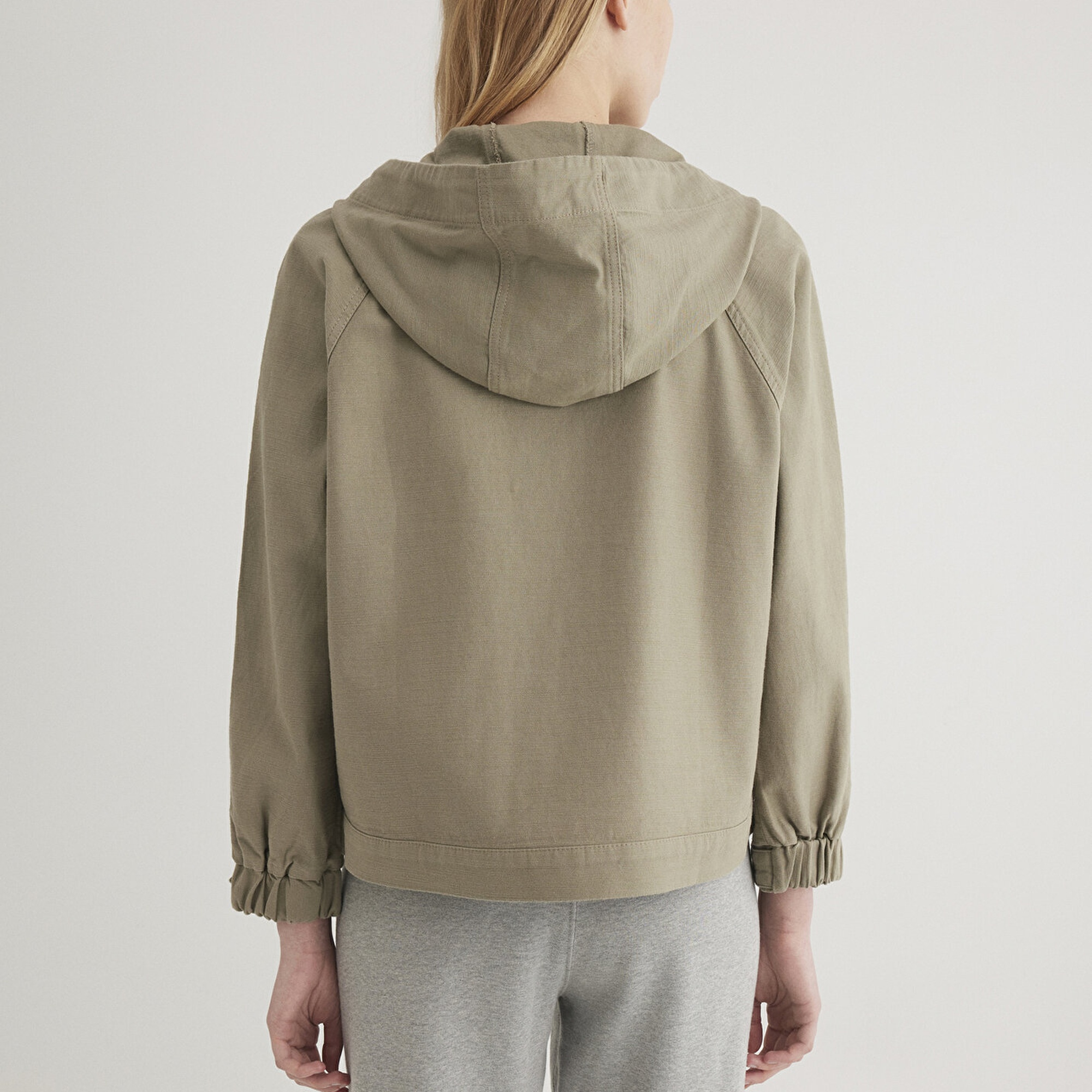 Mavi Kapüşonlu Haki Ceket Oversize / Geniş Kesim 1110625-71818