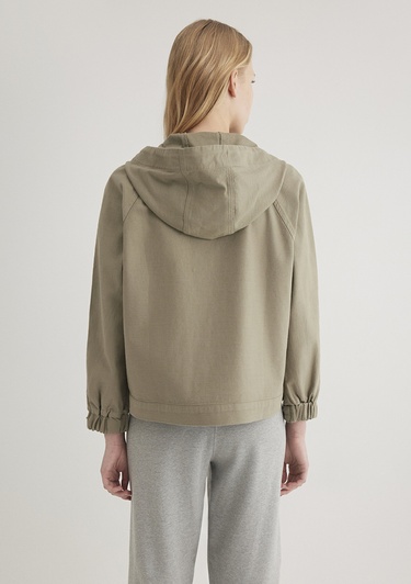  Mavi Kapüşonlu Haki Ceket Oversize / Geniş Kesim 1110625-71818