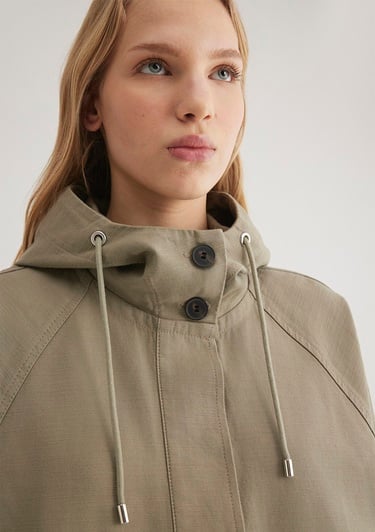  Mavi Kapüşonlu Haki Ceket Oversize / Geniş Kesim 1110625-71818