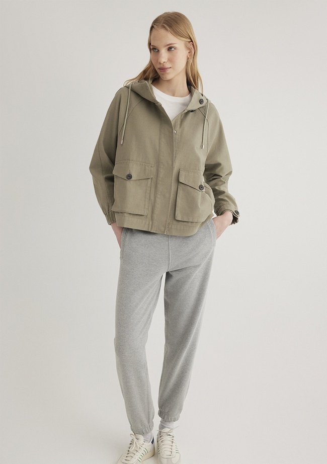  Mavi Kapüşonlu Haki Ceket Oversize / Geniş Kesim 1110625-71818