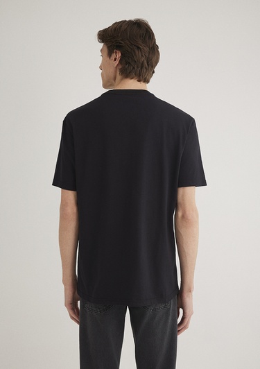  Mavi Rick and Morty Baskılı Siyah Tişört Loose Fit / Bol Rahat Kesim 0611683-900