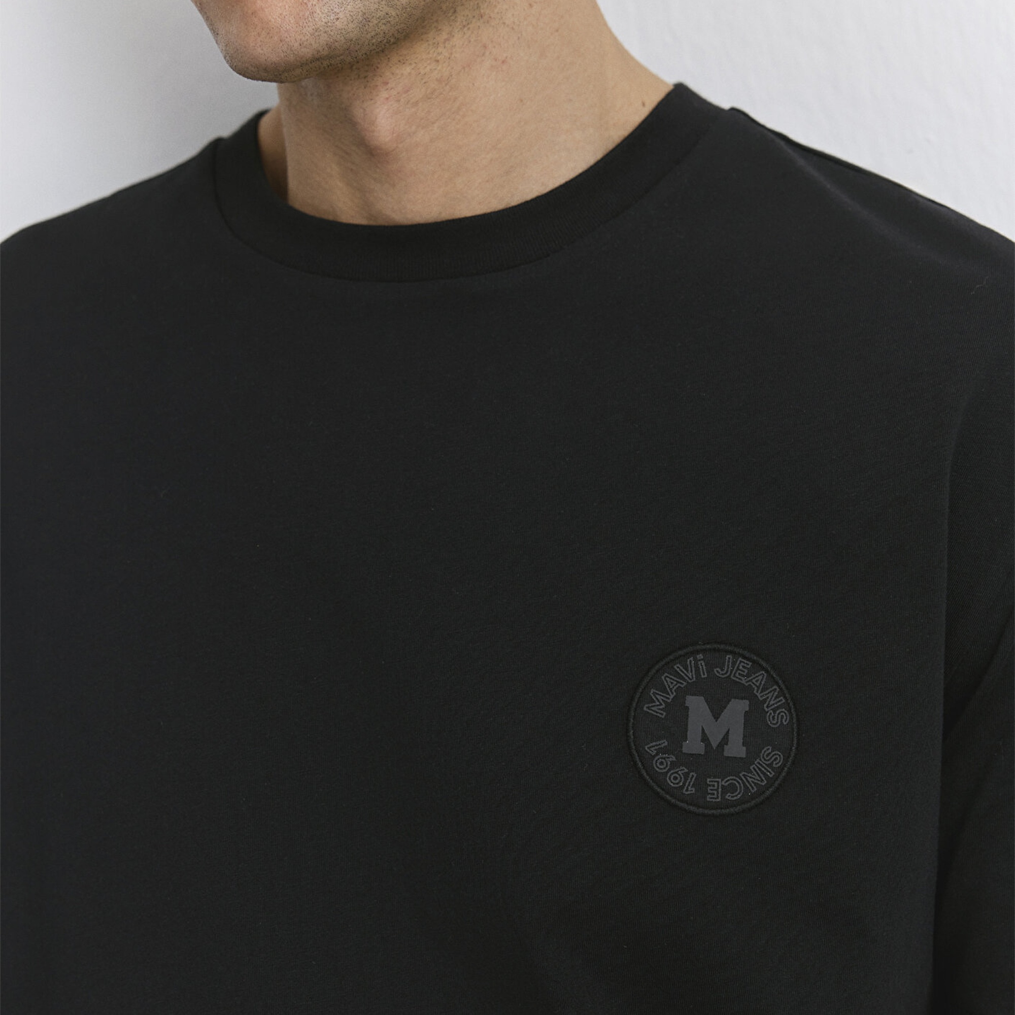 Mavi Mavi Patch Logo Baskılı Siyah Tişört Loose Fit / Bol Rahat Kesim 0612579-900