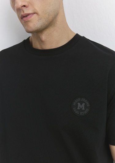  Mavi Mavi Patch Logo Baskılı Siyah Tişört Loose Fit / Bol Rahat Kesim 0612579-900