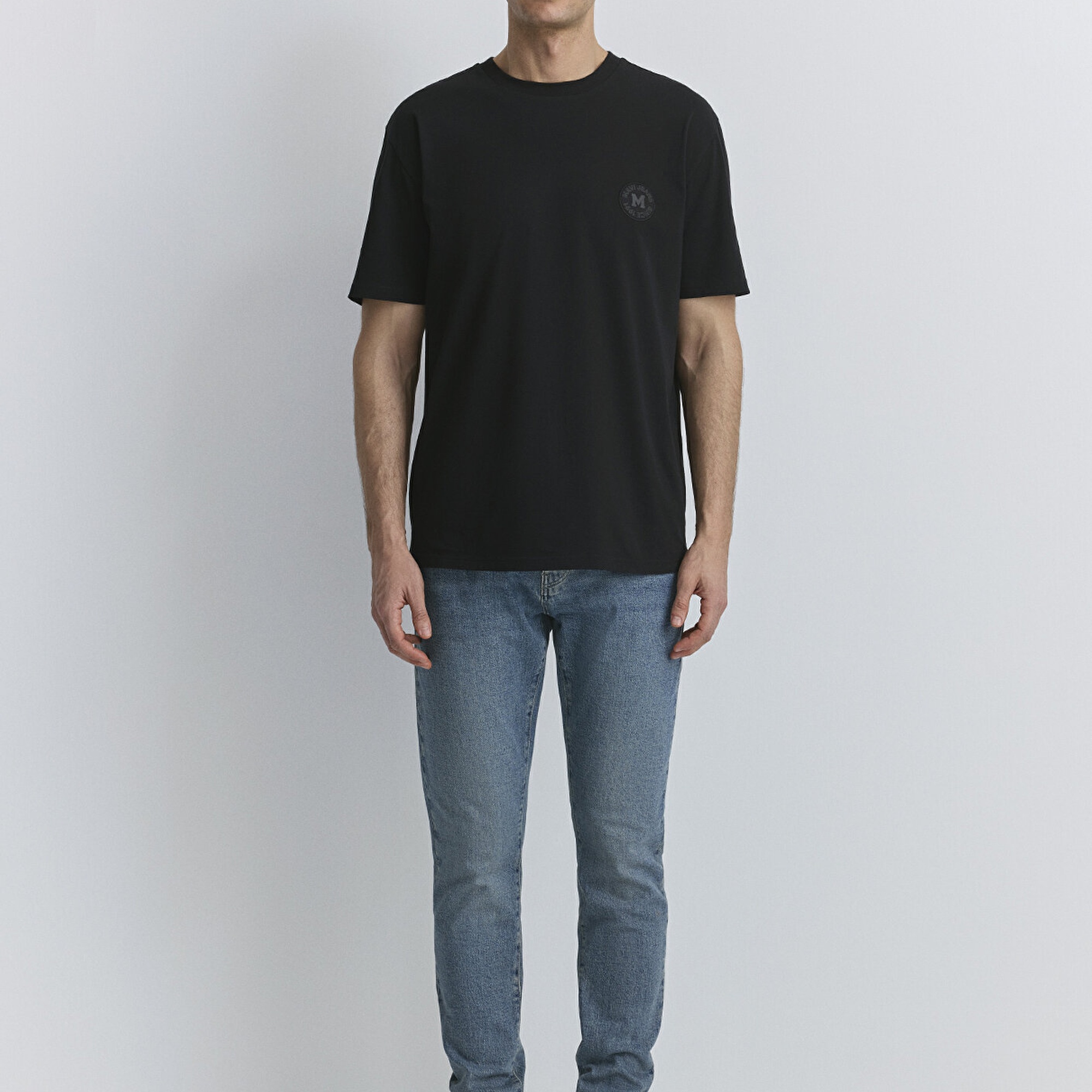 Mavi Mavi Patch Logo Baskılı Siyah Tişört Loose Fit / Bol Rahat Kesim 0612579-900
