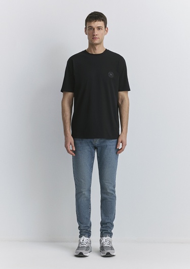  Mavi Mavi Patch Logo Baskılı Siyah Tişört Loose Fit / Bol Rahat Kesim 0612579-900
