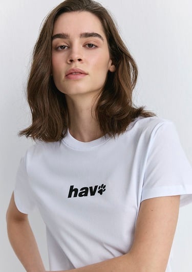  Mavi Hav Baskılı Beyaz Tişört Regular Fit / Normal Kesim 1613288-620