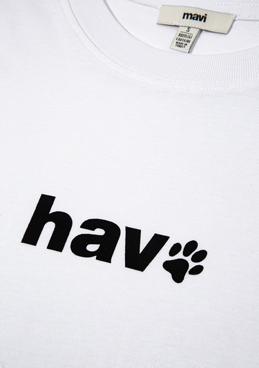  Mavi Hav Baskılı Beyaz Tişört Regular Fit / Normal Kesim 1613288-620