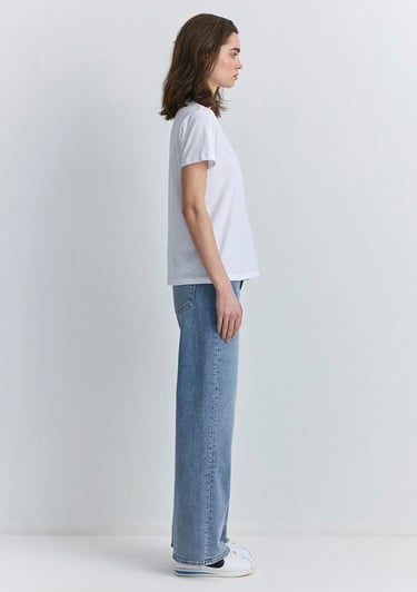  Mavi Hav Baskılı Beyaz Tişört Regular Fit / Normal Kesim 1613288-620