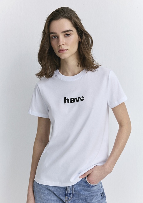  Mavi Hav Baskılı Beyaz Tişört Regular Fit / Normal Kesim 1613288-620