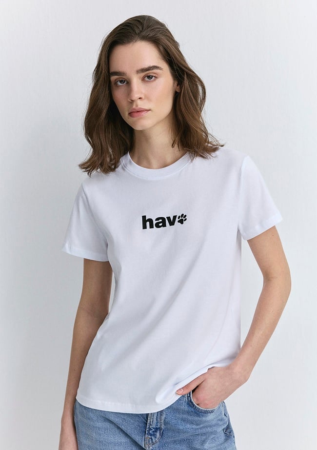  Mavi Hav Baskılı Beyaz Tişört Regular Fit / Normal Kesim 1613288-620