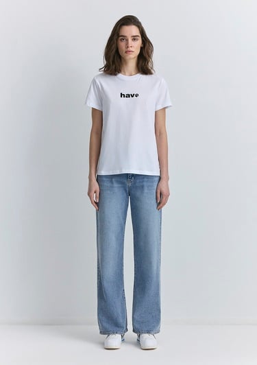  Mavi Hav Baskılı Beyaz Tişört Regular Fit / Normal Kesim 1613288-620