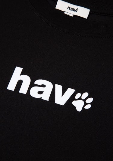  Mavi Hav Baskılı Siyah Tişört Regular Fit / Normal Kesim 1613288-900