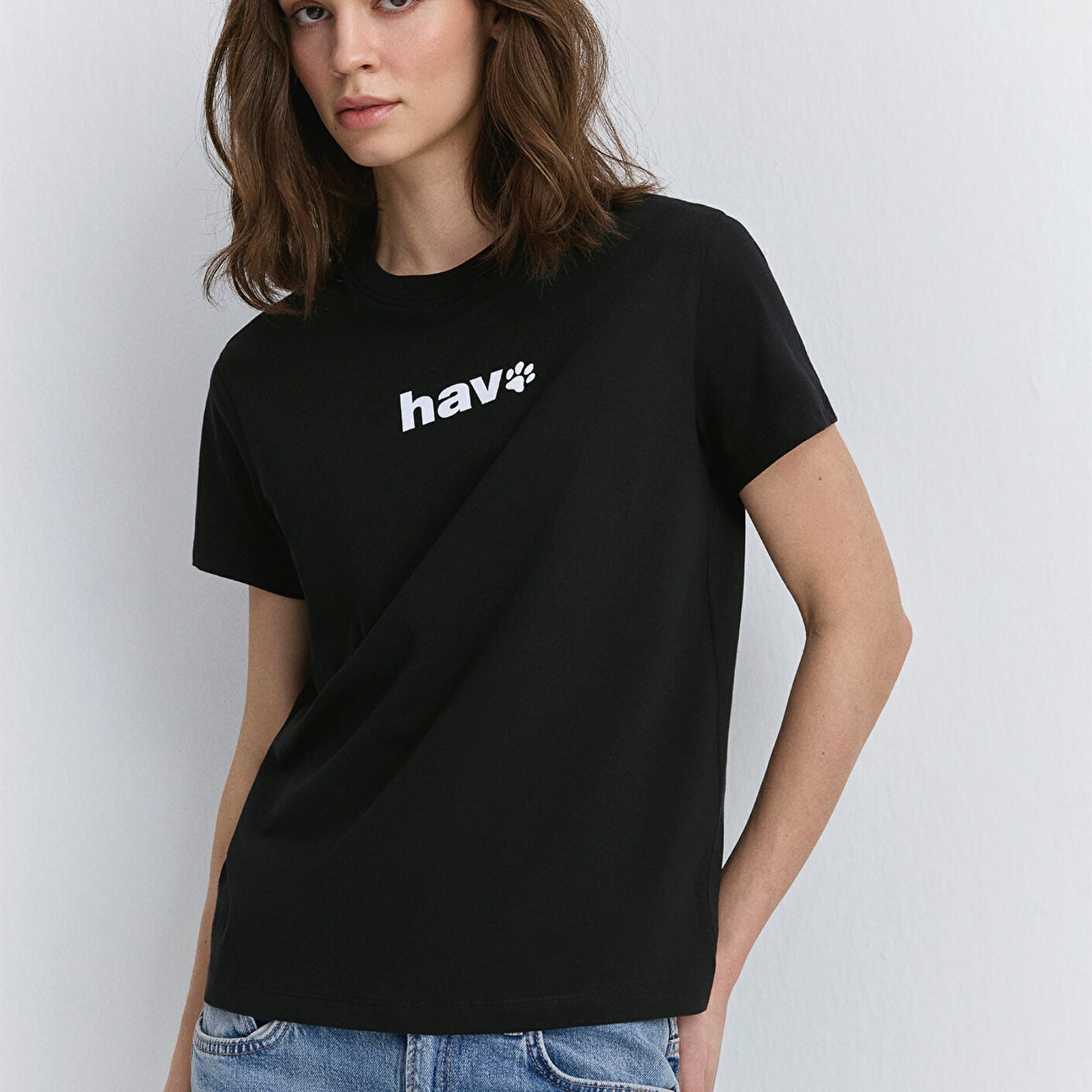 Mavi Hav Baskılı Siyah Tişört Regular Fit / Normal Kesim 1613288-900