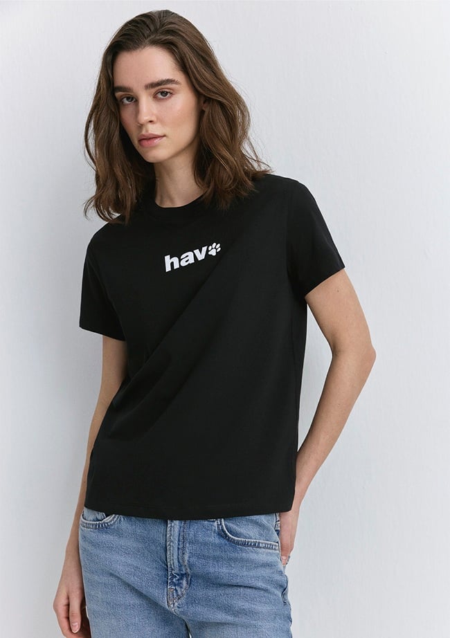  Mavi Hav Baskılı Siyah Tişört Regular Fit / Normal Kesim 1613288-900