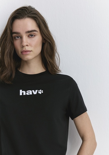 Mavi Hav Baskılı Siyah Tişört Regular Fit / Normal Kesim 1613288-900