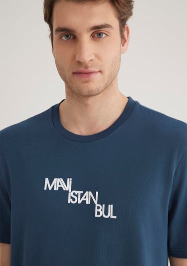  Mavi Mavi İstanbul Baskılı Lacivert Tişört Regular Fit / Normal Kesim 0612274-80705