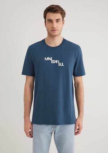  Mavi Mavi İstanbul Baskılı Lacivert Tişört Regular Fit / Normal Kesim 0612274-80705