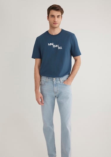 Mavi Mavi İstanbul Baskılı Lacivert Tişört Regular Fit / Normal Kesim 0612274-80705