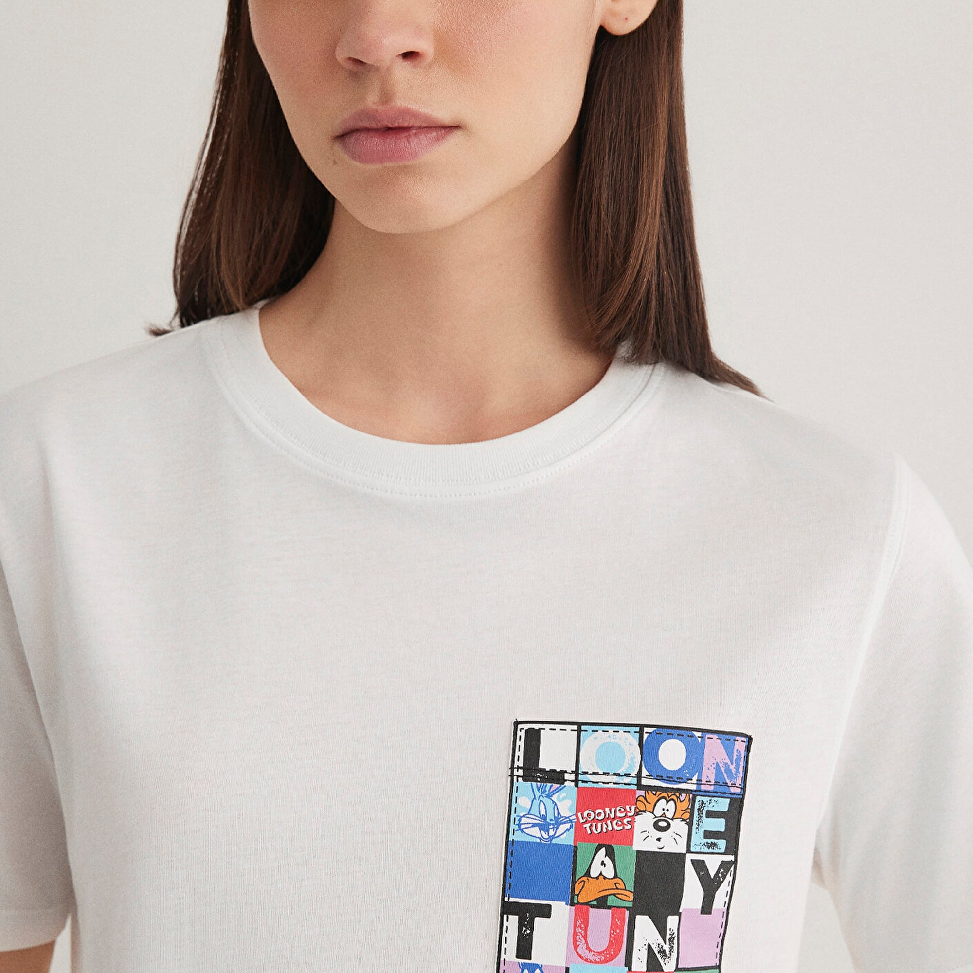 Mavi Looney Tunes Baskılı Beyaz Tişört Regular Fit / Normal Kesim 1613267-70057