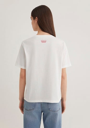  Mavi Looney Tunes Baskılı Beyaz Tişört Regular Fit / Normal Kesim 1613267-70057