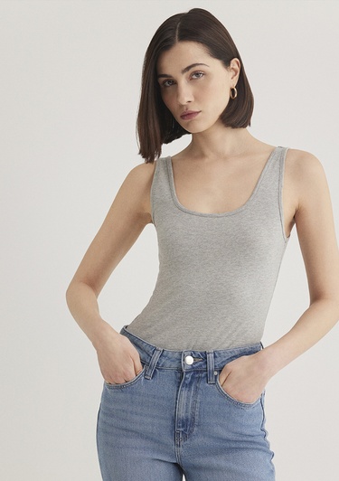  Mavi 2li Gri Lacivert Kadın Basic Atlet Fitted / Vücuda Oturan Kesim 1611367-70490