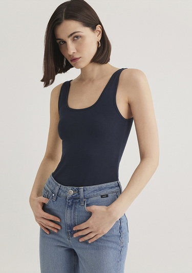  Mavi 2li Gri Lacivert Kadın Basic Atlet Fitted / Vücuda Oturan Kesim 1611367-70490