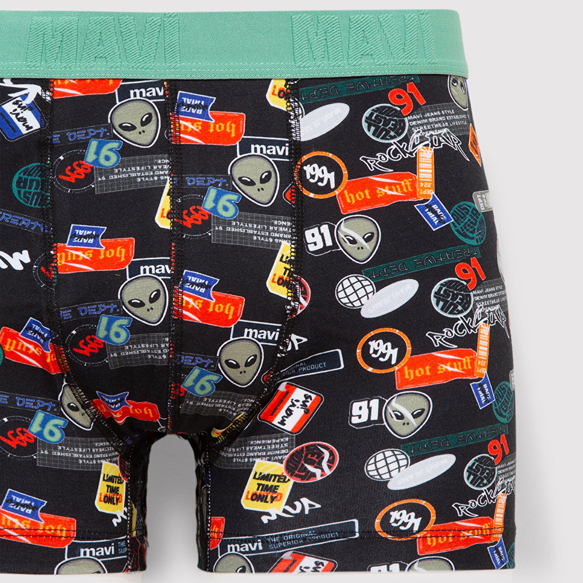 Mavi Baskılı Siyah Boxer 0911850-900