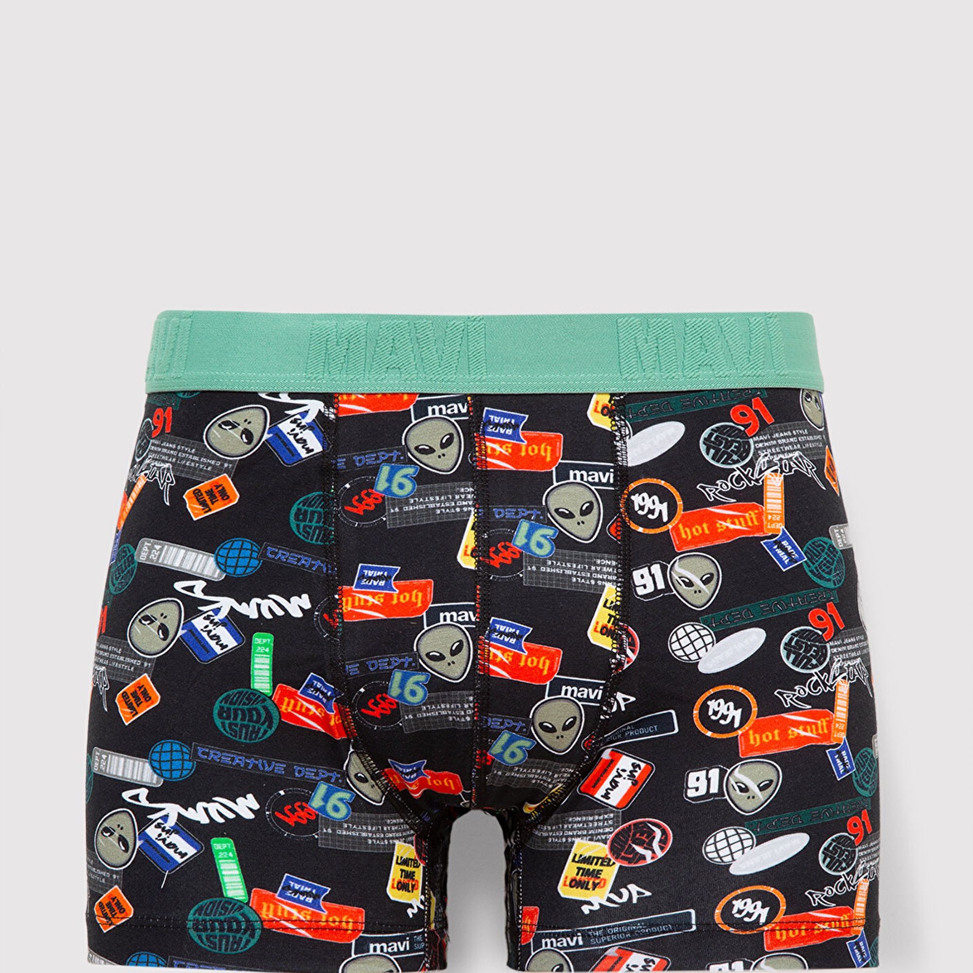 Mavi Baskılı Siyah Boxer 0911850-900