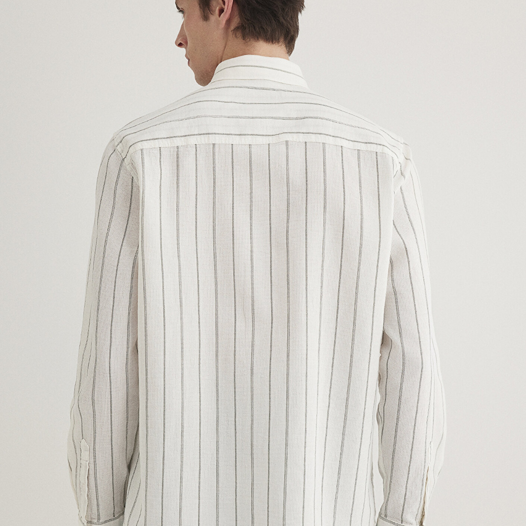 Mavi Haki Çizgili Gömlek Regular Fit / Normal Kesim 0211384-80692