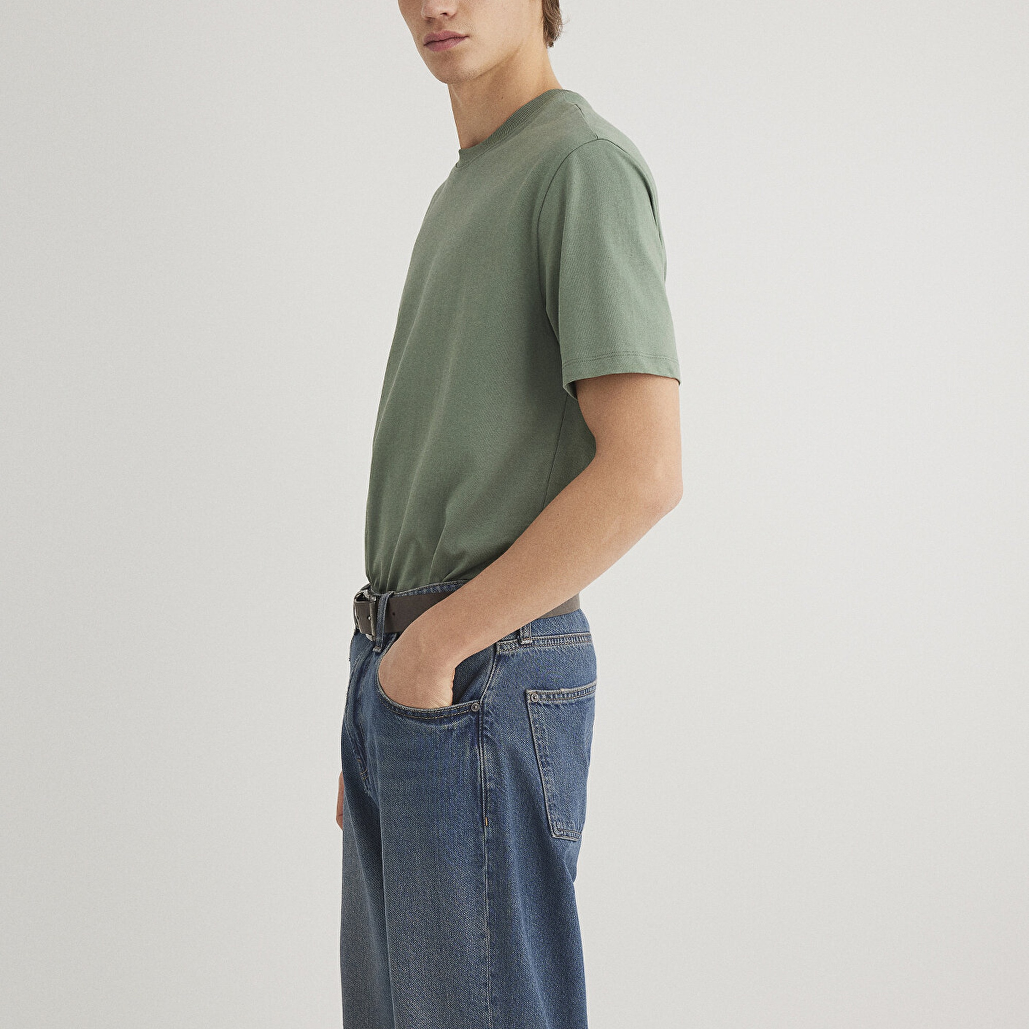 Mavi Yeşil Basic Tişört Loose Fit / Bol Rahat Kesim 066249-71483