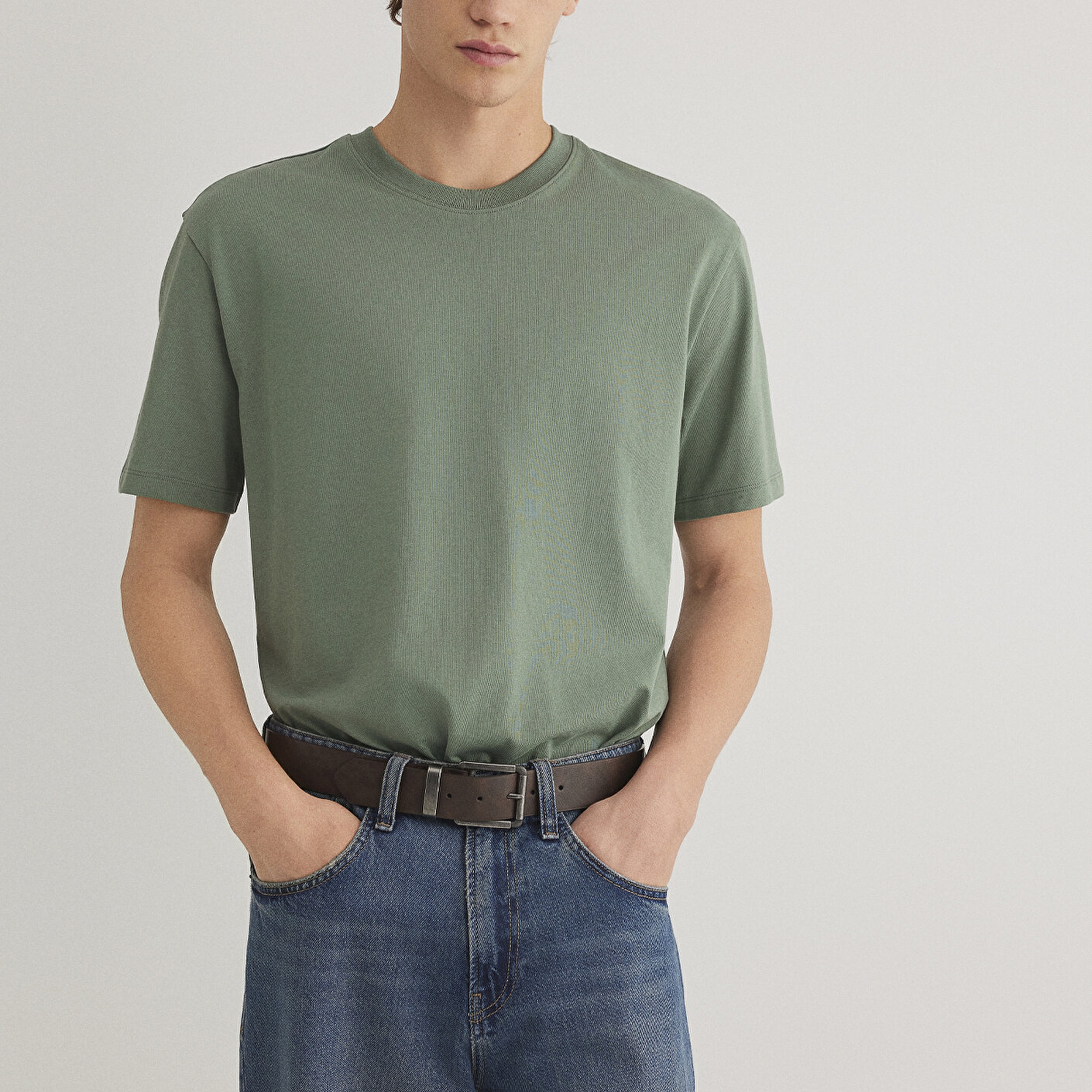 Mavi Yeşil Basic Tişört Loose Fit / Bol Rahat Kesim 066249-71483