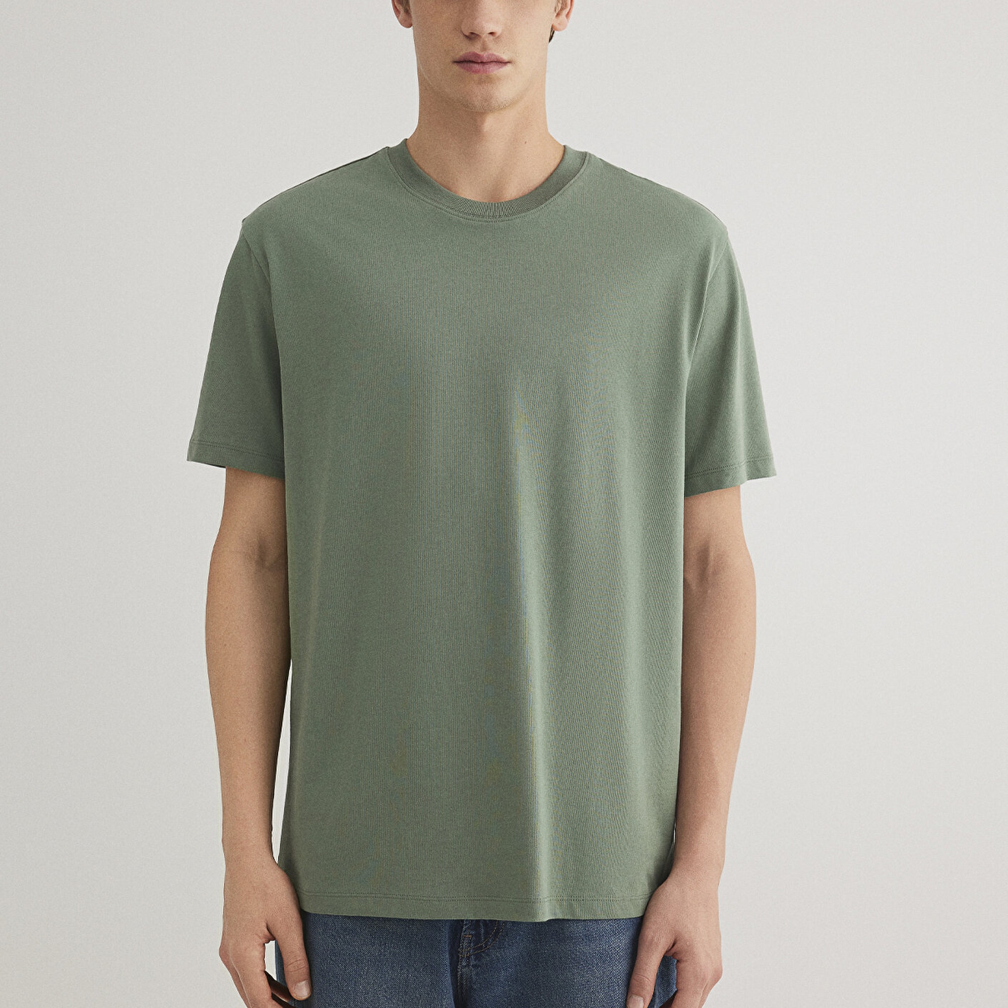 Mavi Yeşil Basic Tişört Loose Fit / Bol Rahat Kesim 066249-71483