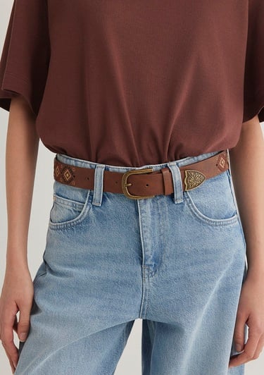  Mavi Kahverengi Suni Deri Kemer 1913293-70280