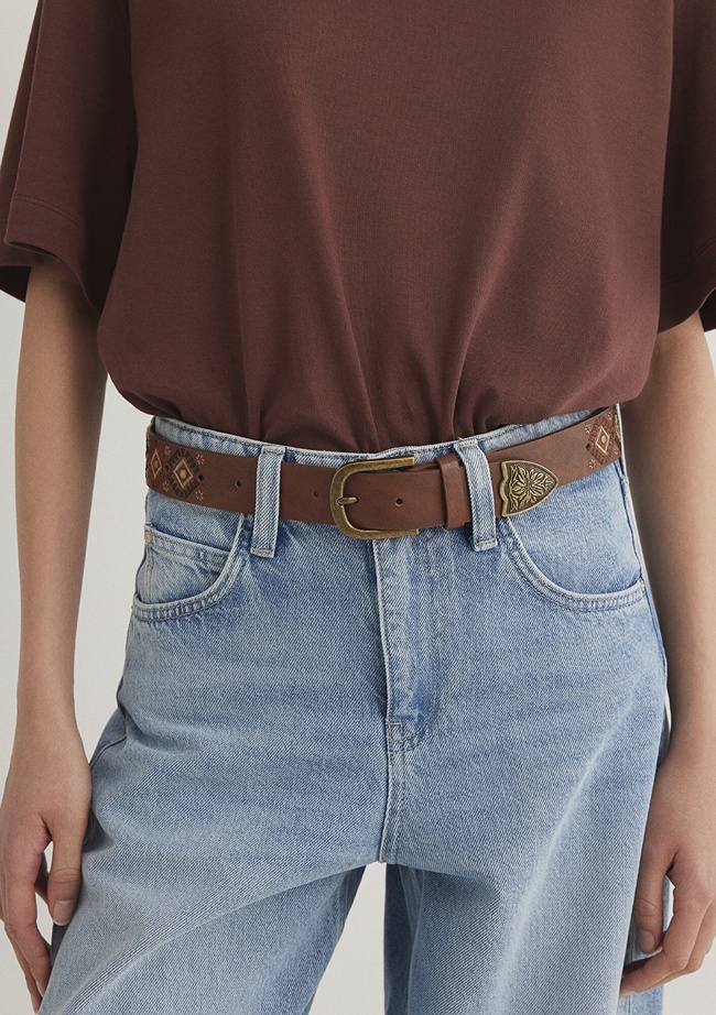  Mavi Kahverengi Suni Deri Kemer 1913293-70280