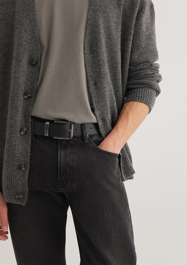  Mavi Siyah Suni Deri Kemer 0911874-900