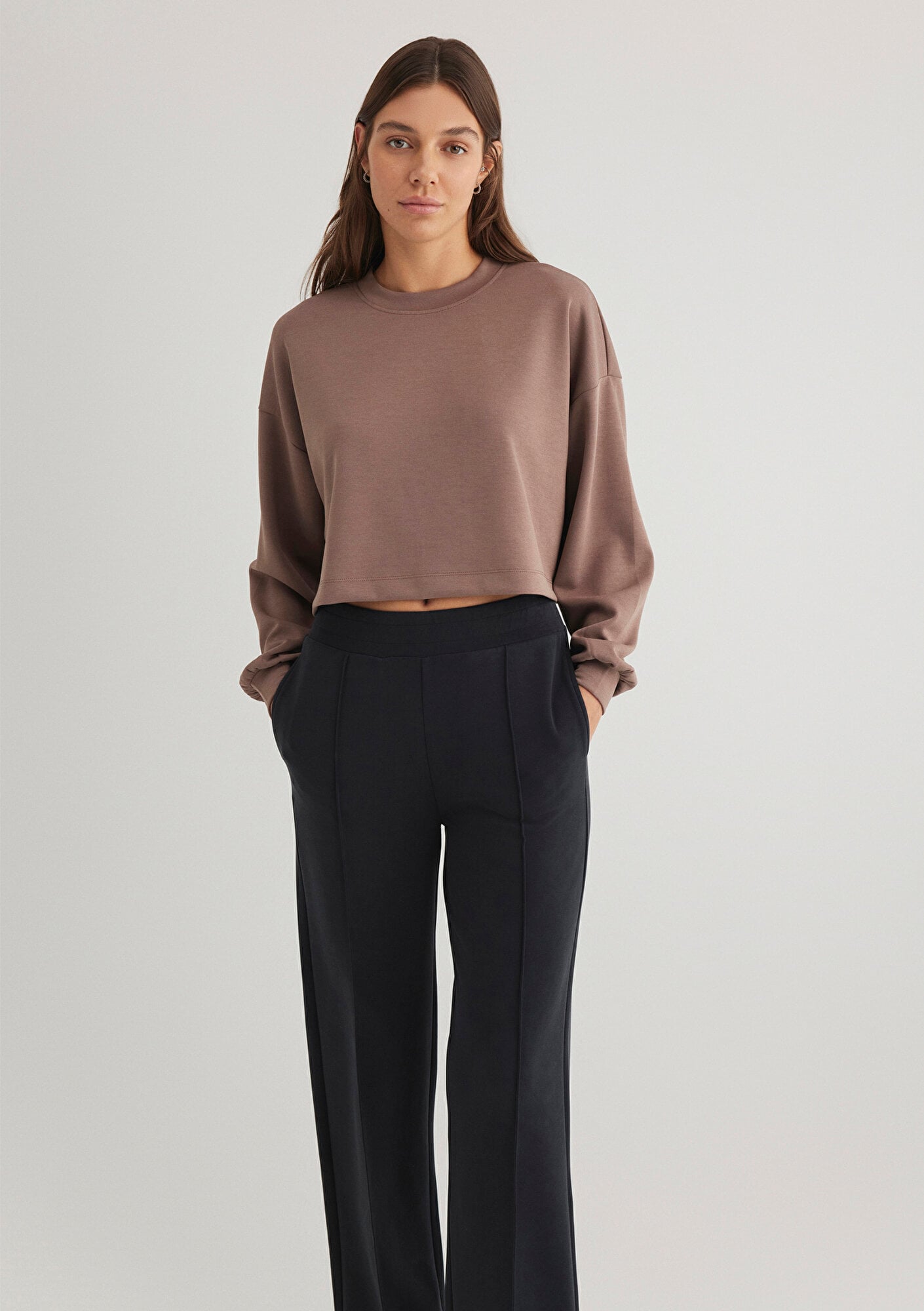  Mavi Sporty Lux Kahverengi TENCEL TM Modal Sweatshirt 1S10061-70383