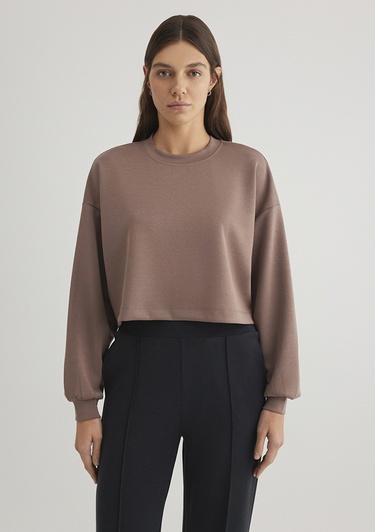  Mavi Sporty Lux Kahverengi TENCEL TM Modal Sweatshirt 1S10061-70383