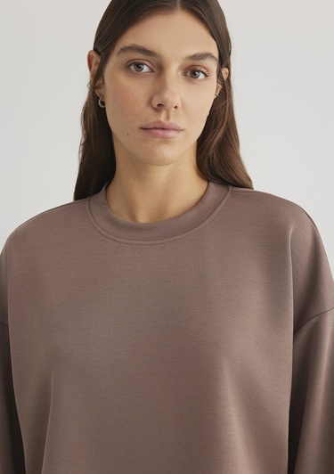  Mavi Sporty Lux Kahverengi TENCEL TM Modal Sweatshirt 1S10061-70383