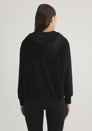  Mavi Mavi Patch Logo Fermuarlı Siyah Polar Sweatshirt 1S10306-900