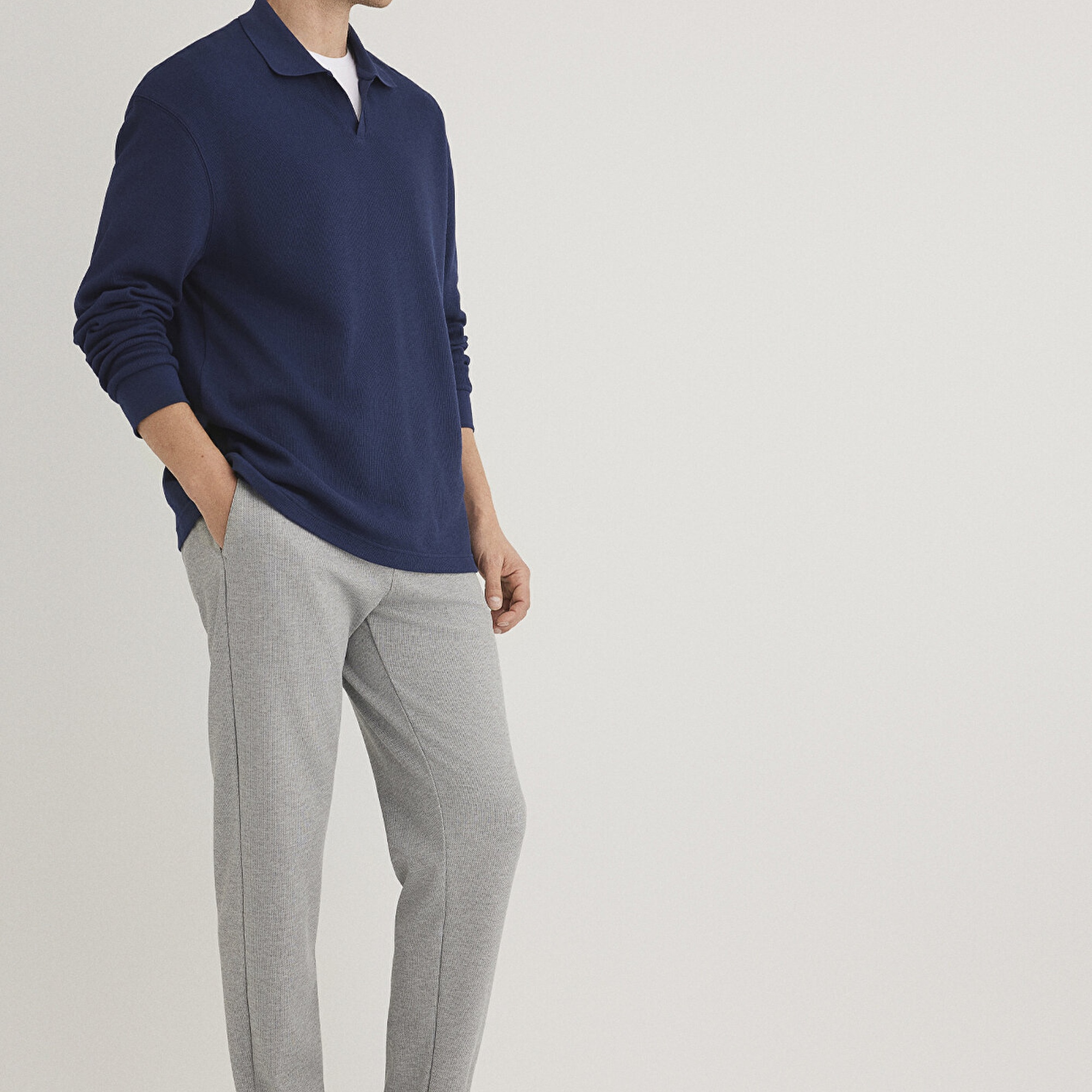 Mavi Gri Örme Pantolon 0010460-80018