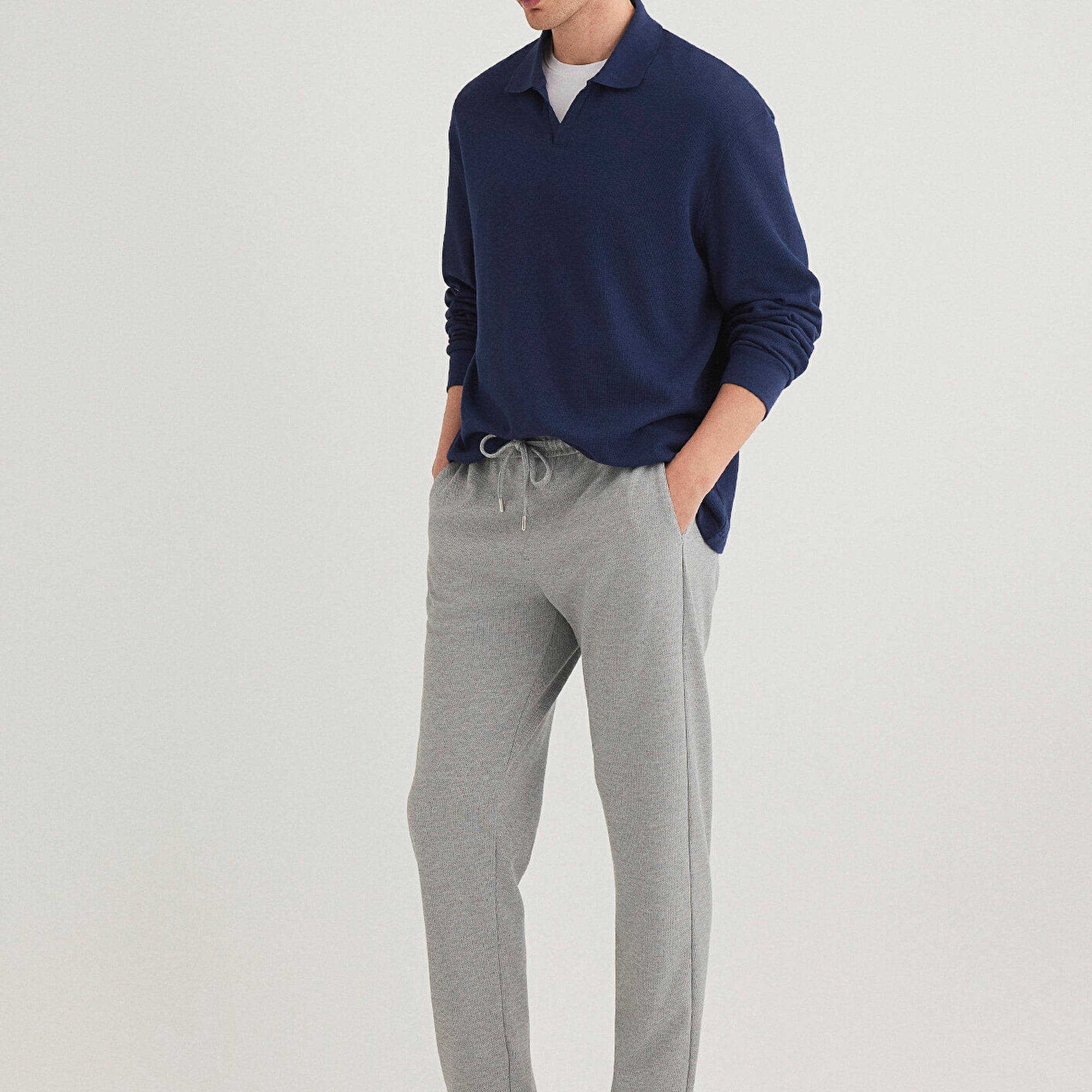 Mavi Gri Örme Pantolon 0010460-80018