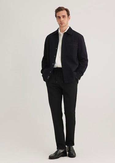  Mavi Siyah Örme Pantolon 0010460-900